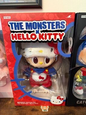 Popmart Labubu Hello Kitty in Light Blue with Pink Detail